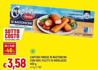 Famila Superstore CAPITAN FINDUS 18 BASTONCINI CON 100% FILETTI DI MERLUZZO 450 g offerta