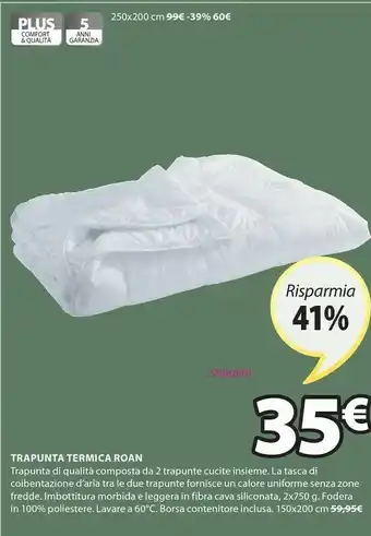 JYSK Trapunta Termica Roan 55342001 150x200 Cm offerta