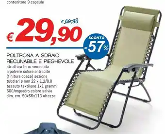 Galassia Poltrona A Sdraio Reclinabile E Pieghevole offerta