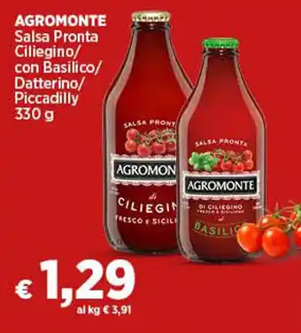 Coop AGROMONTE Salsa Pronta Ciliegino/ con Basilico/ Datterino/ Piccadilly 330 g offerta