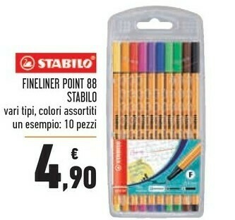 Stabilo Fineliner - Point 88 - Astuccio Da 10 - Colori Assortiti