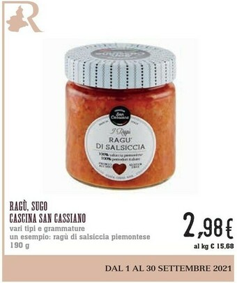 Conad Cascina San Cassiano Ragu Di Salsiccia 190 G offerta