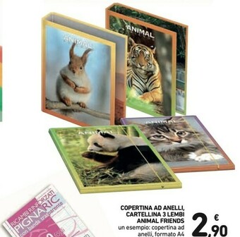 Conad Copertina Ad Anelli/Cartellina 3 Lemb Animal Friends offerta