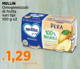 Coop MELLIN Omogeneizzati di frutta vari tipi 100 g x2 offerta