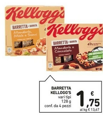 Conad Kellogg's - Barretta Mandorle E Cioccolato 128 G(ml) offerta