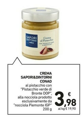 Conad Conad - Crema Al Pistacchio Con "Pistacchio Verde Di Bronte DOP" 200 G(ml) offerta
