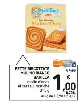 Conad Barilla Fette Biscottate Al Malto D'Orzo Mulino Bianco offerta