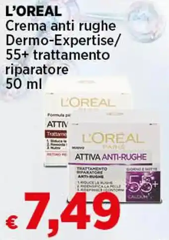 Coop L'OREAL Crema anti rughe Dermo-Expertise/ 55+ trattamento riparatore 50 ml offerta