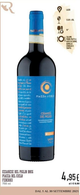 Conad Federici Piazza Del Cielo Cesanese Del Piglio DOP offerta