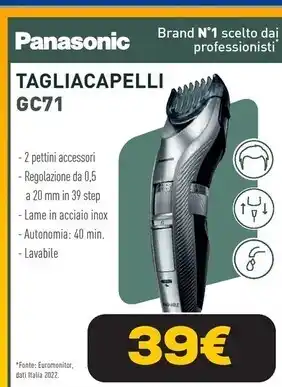 Euronics Panasonic tagliacapelli gc71 offerta