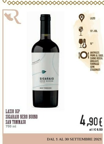 Conad San Tommaso Lazio Igp Sigaraio Nero Buono offerta