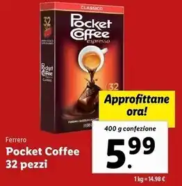 Lidl Ferrero pocket coffee 32 pezzi offerta