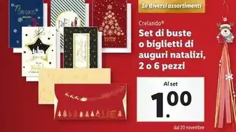Lidl Crelando set di buste o biglietti di auguri natalizi offerta