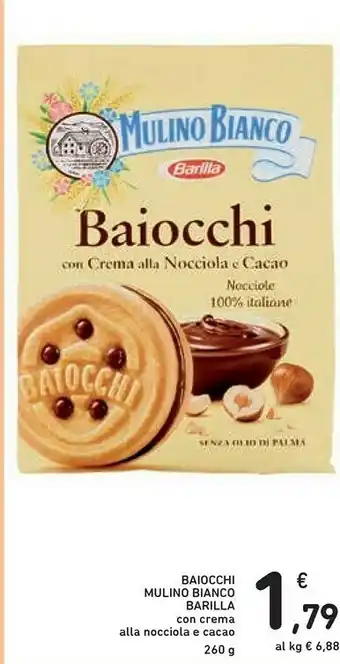 Conad Mulino Bianco I Baiocchi Con Crema Alla Nocciola E Cacao 260 G(ml) offerta