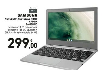Samsung Chromebook XE310XBA LPDDR4-SDRAM 29,5 Cm (11.6") 1366 X 768 Pixel Intel® Celeron® N 4 GB 32 GB EMMC Wi-Fi 5 (802.11ac