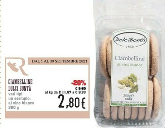 Conad City Dolci Bontà - Ciambelline Al Vino Nocciolate 300 G(ml) offerta
