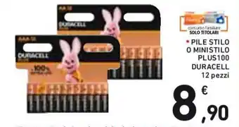 Conad PILE STILO O MINISTILO PLUS 100 DURACELL 12 pezzi offerta