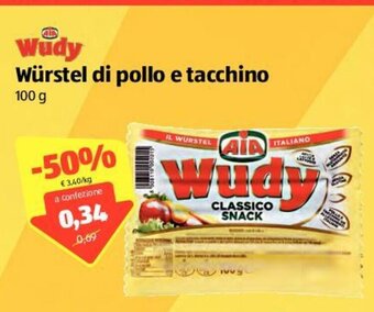 ALDI Wudy Würstel Di Pollo e Tacchino 100 g offerta