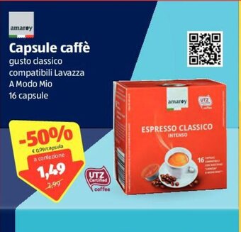 ALDI Amaroy Capsule Caffè 16 Capsule offerta
