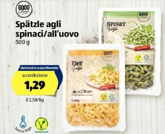ALDI Spätzle Agli Spinaci/All'Uovo 500 g offerta