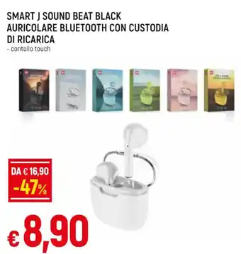 SMART J SOUND BEAT BLACK AURICOLARE BLUETOOTH CON CUSTODIA DI RICARICA