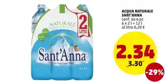 PENNY Acqua Naturale Sant'Anna 6 x 2 l offerta