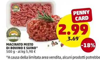 PENNY Macinato Misto Di Bovino E Suino 500 g offerta