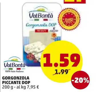 PENNY ValBontà Gorgonzola Piccante DOP 200 g offerta