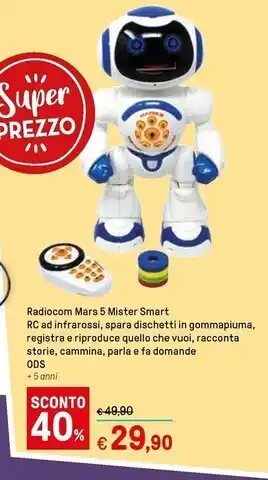 Ods radiocom mars 5 mister smart rc ad infrarossi, spara dischetti in gommapiuma , registra e riproduce quello che vuoi, racc