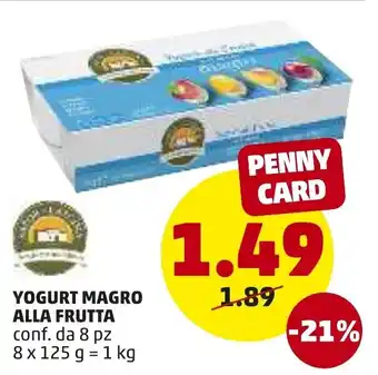 PENNY Yogurt Magro Alla Frutta 8 x 125 g offerta