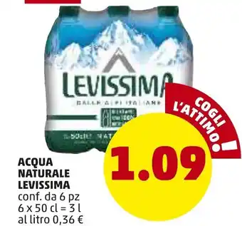 PENNY Acqua Naturale Levissima 6 x 50 cl offerta