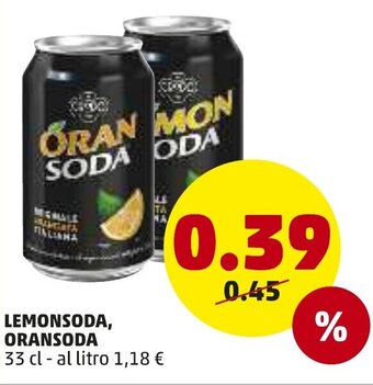 PENNY Lemonsoda, Oransoda 33 cl offerta