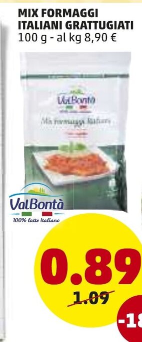 PENNY Mix Formaggi Italiani Grattugiati 100g offerta