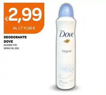 Ekom DEODORANTE DOVE DIVERSI TIPI SPRAY ML 250 offerta