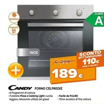Expert Candy POP EVO CELF602X/E 65 L A+ Acciaio Inossidabile offerta