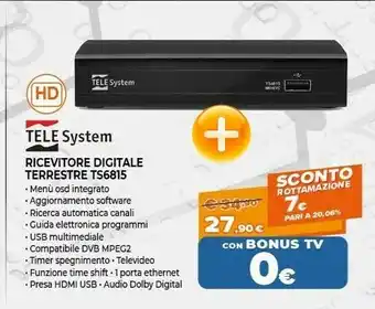 Expert Telesystem Ricevitore Digitale TS6815 offerta