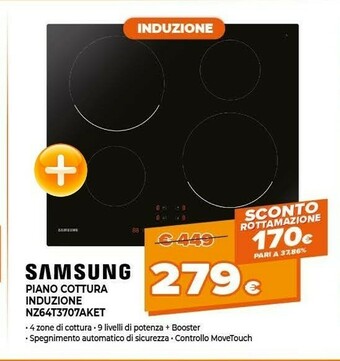 Expert Samsung NZ64T3707AK Nero Da Incasso 60 Cm A Induzione 4 Fornello(i) offerta