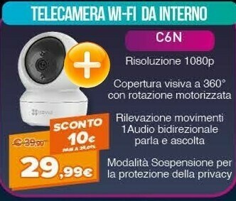 Expert EZVIZ C6N Telecamera Wi-Fi Motorizzata Per Interno Con Vista A 360° offerta
