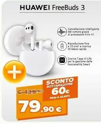 Expert Huawei FreeBuds 3 Cuffia Auricolare Bianco offerta