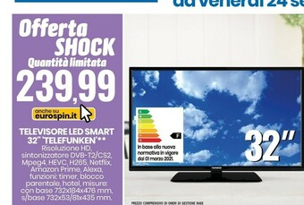 Eurospin Telefunken Televisore Led Smart 32 offerta