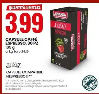 Eurospin Don jerez Capsule Caffè Espresso offerta