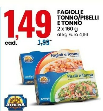 Eurospin Athena Piselli E Tonno Già Pronti 320 G(ml) offerta