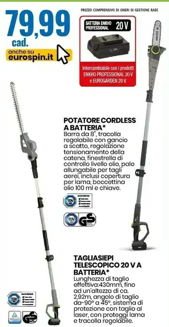 Eurospin Potatore Cordless A Batteria offerta
