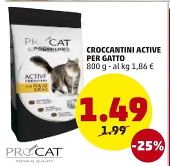 PENNY Pro Cat Croccantini Active Per Gatto 800 g offerta