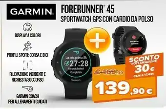 Expert Garmin Forerunner 45 2,64 Cm (1.04") 42 Mm Nero GPS (satellitare) offerta