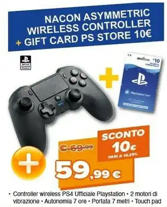 Expert Nacon Asymmetric Wireless Controller + Gift Card PS Store offerta