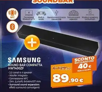 Expert Samsung HW-T400 2.0 Canali 40 W Nero offerta