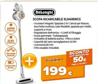 Expert De Longhi Scopa Ricaricabile XLM416WCG offerta