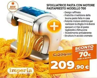 Imperia Sfogliatrice Pasta Con Motore Pastapresto Modello 700