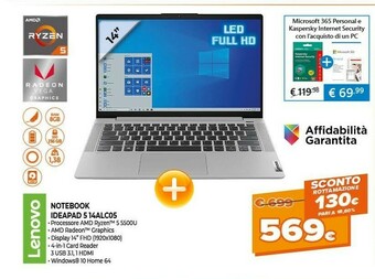 Expert Lenovo Notebook Ideapad 5 14ALC05 offerta